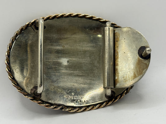 Boyd Sterling Silver Overlay Bucking Bronco Rider Belt Buckle