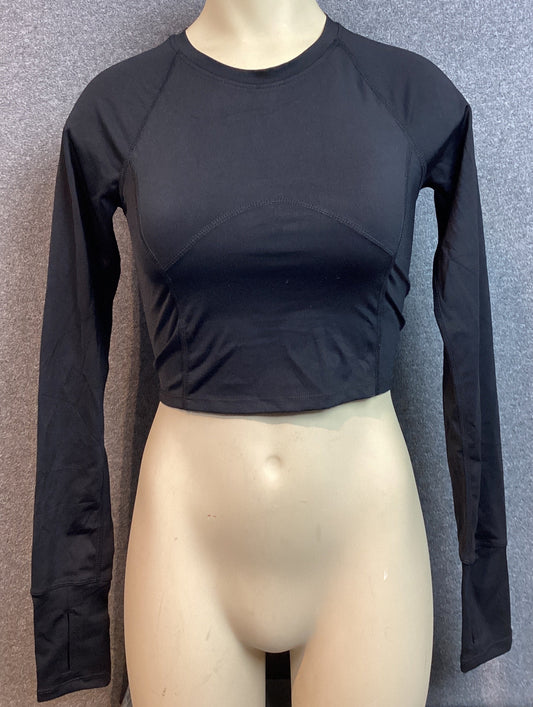 Santiny Workout Crop Top Long Sleeve Black Size XS (Previously Owned- Like New Condition With Tags)