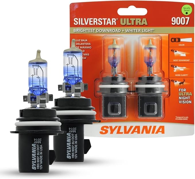 SYLVANIA - 9007 SilverStar Ultra - High Performance Halogen Headlight Bulb, High Beam, Low Beam and Fog Replacement Bulb, (Pack of 2 Bulbs)