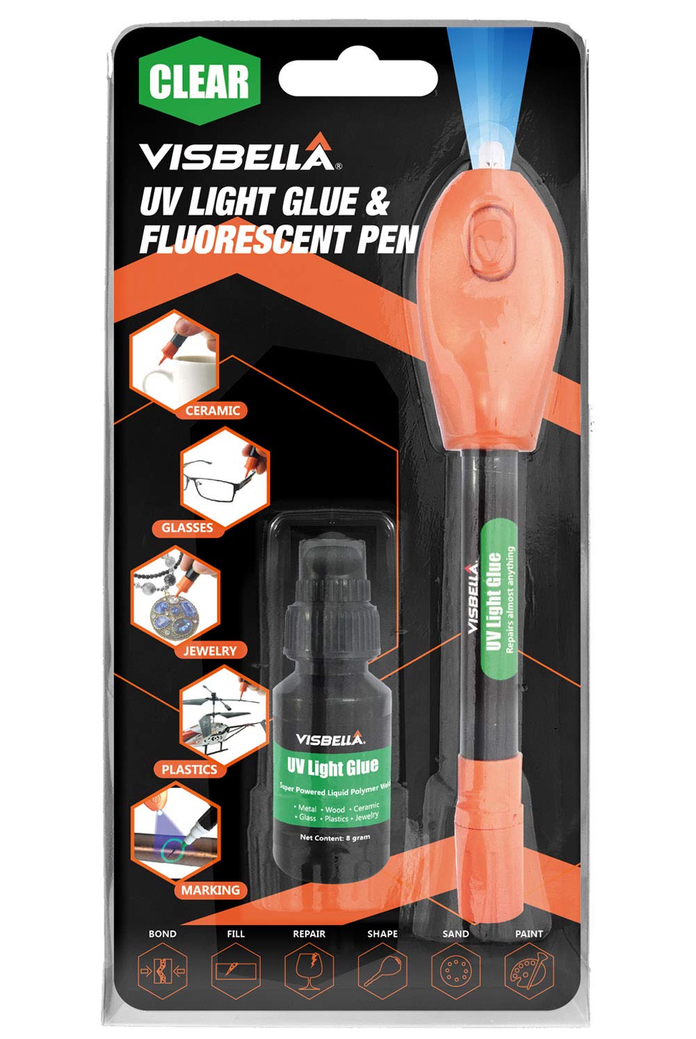 UV Light Activated Glue, UV Curing Adhesive with Hand Held Portable UV Lamp  - China UV Glue, UV Activated Glue