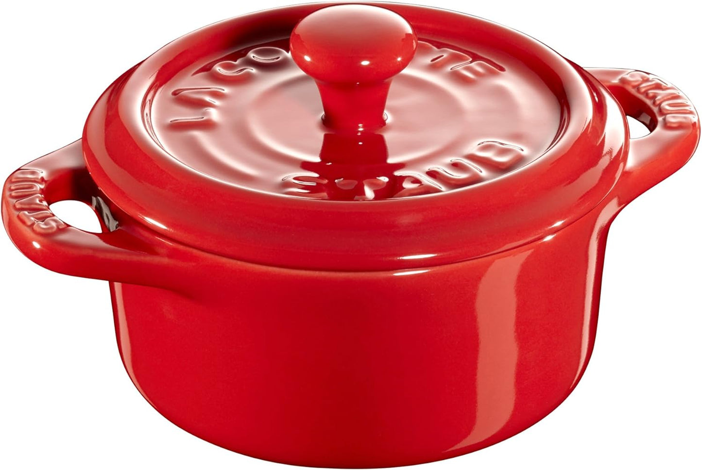 STAUB Ceramics Dutch Oven 3-piece Mini Round Cocotte, Cherry