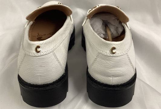 Circus By Sam Edelman Faux Leather Loafers White With Gold Accents Size 8 (Previously Owned- Like New Condition)