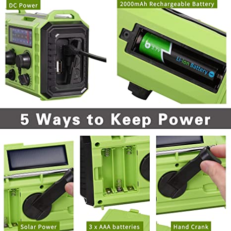 ROCAM CR1009 Hand Crank Emergency Radio and 1009 Pro Weather Radio with Big LCD Display