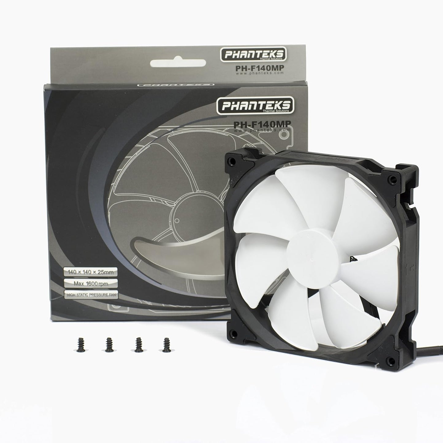 Phanteks 140mm, PWM, High Static Pressure Radiator Retail Cooling Fan PH-F140MP_BK_PWM,Black/White