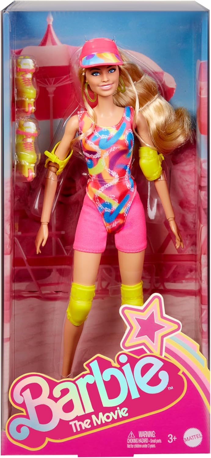 Barbie: The Movie - Margot Robbie - Skating Doll with Neon Outfit, Retro Gymnastics Suit, Pink Biker Shorts