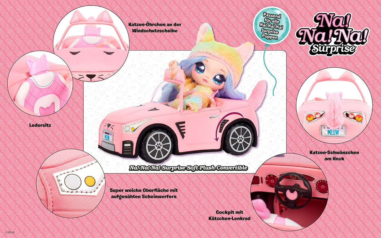 Na! Na! Na! Surprise Pink Soft Plush Convertible Car