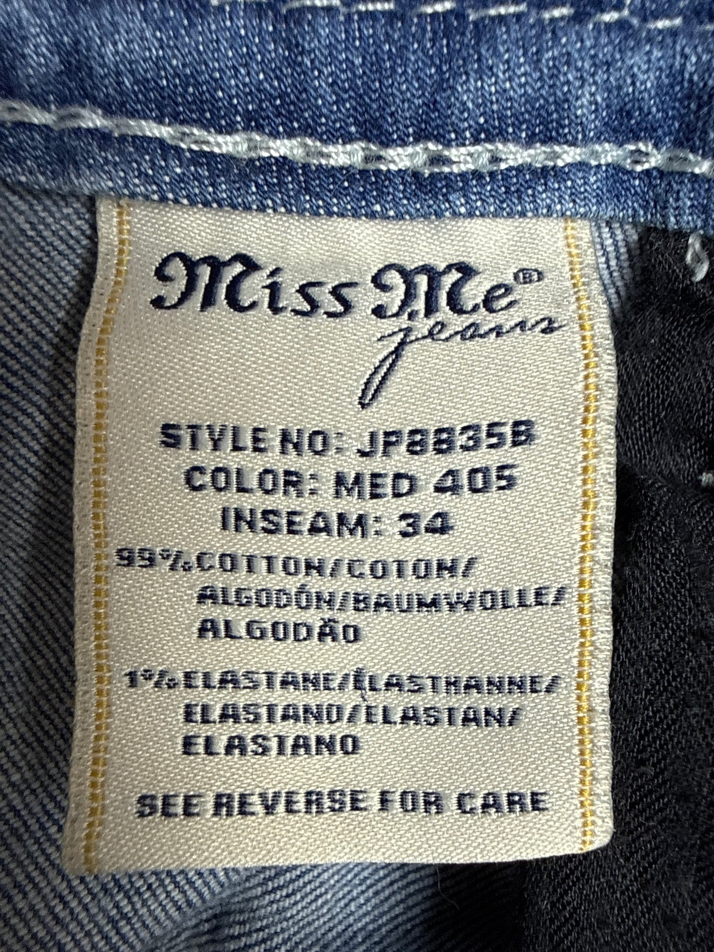 Miss Me Women's Indigo Embroidered Pocket Boot Cut Jeans JP8835B (30X34)