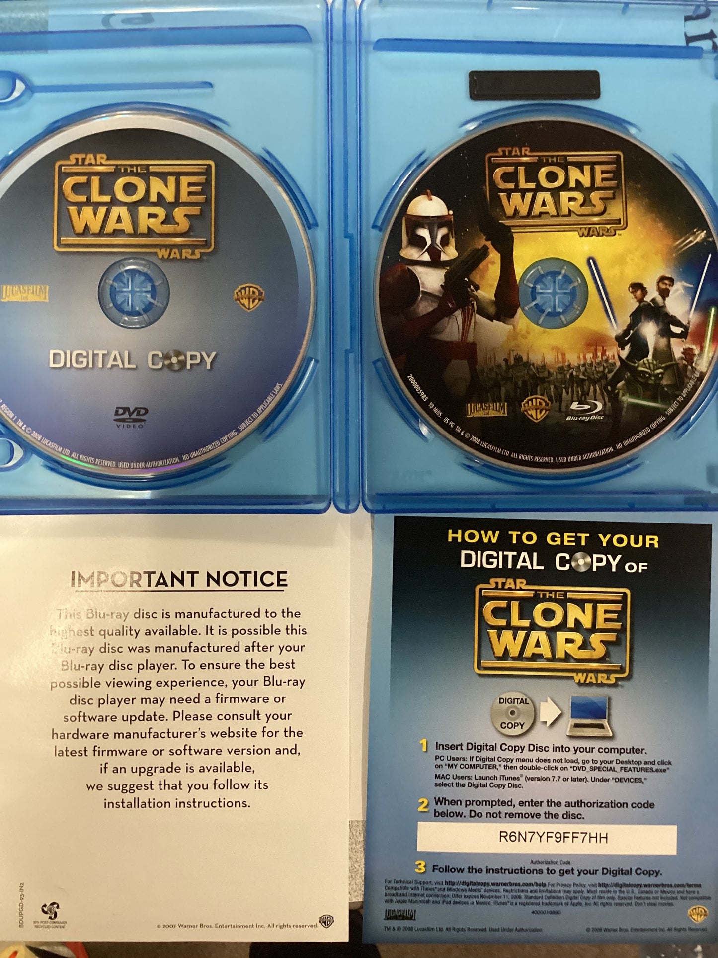 Star Wars ‘The Clone Wars ‘ Blu-ray Disc (used)