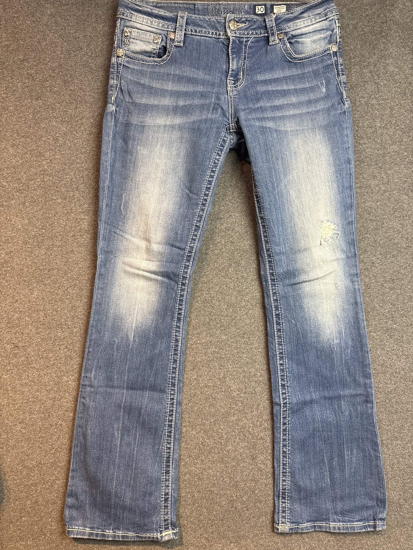 Miss Me Women's Indigo Embroidered Pocket Boot Cut Jeans JP8835B (30X34)