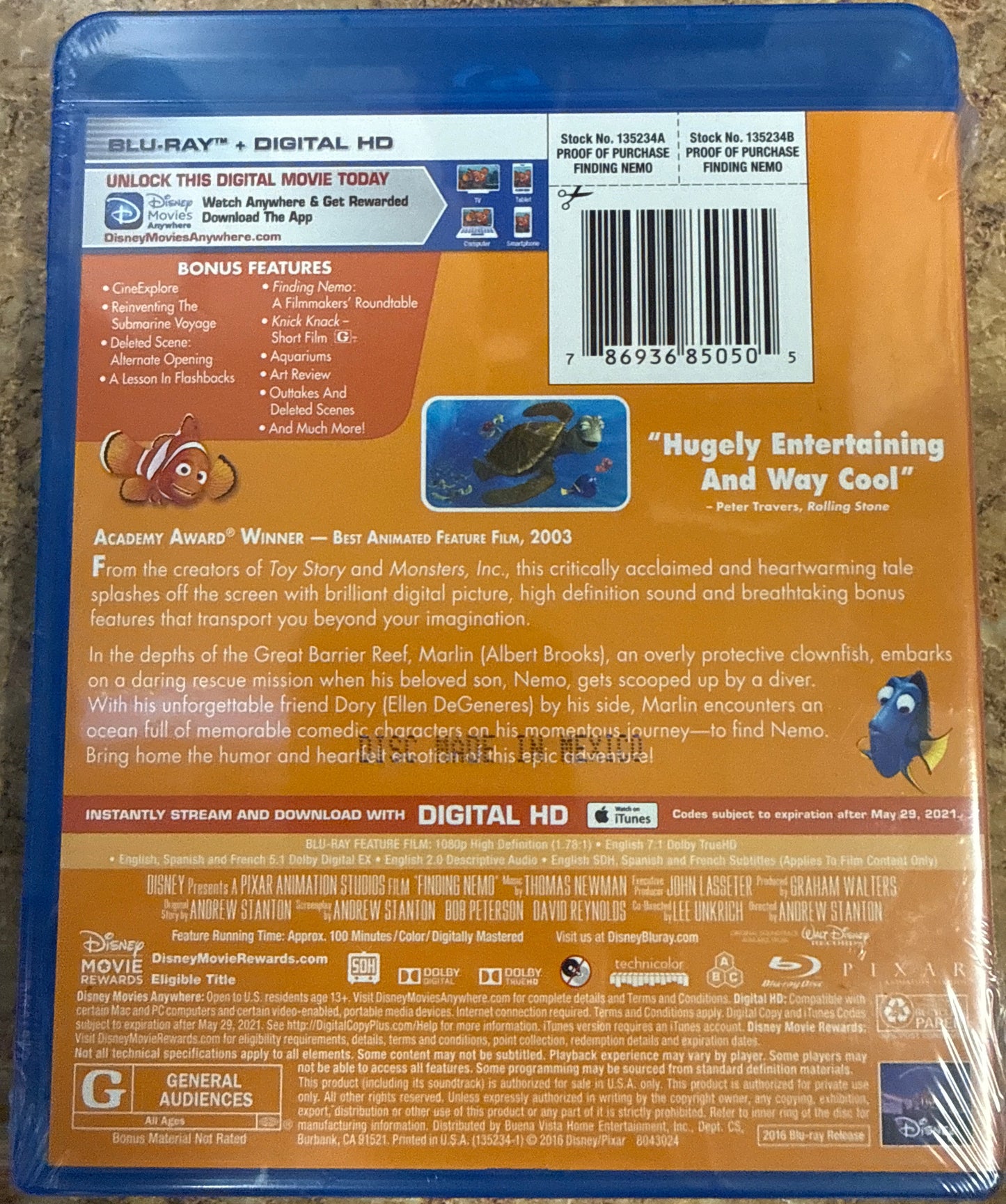 Disney Pixar Finding Nemo Blu-ray New Factory Sealed