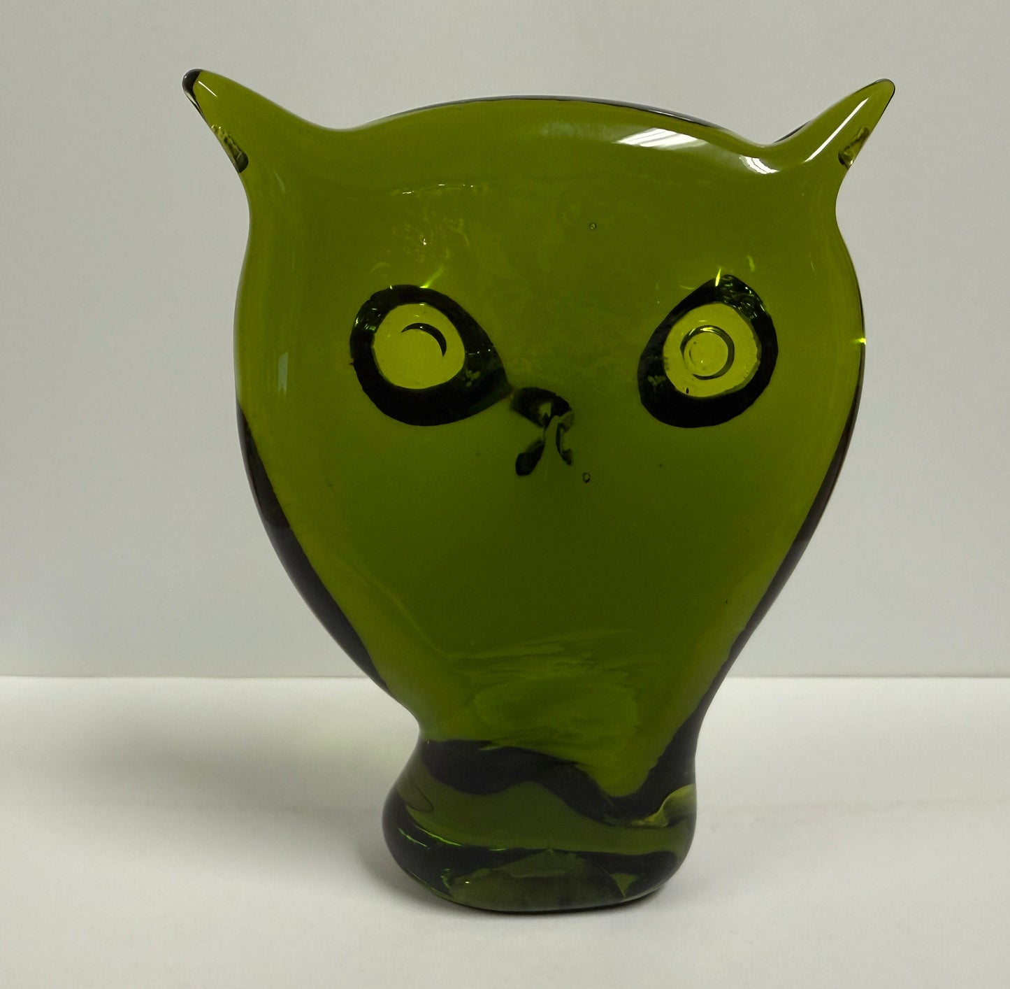 Viking Glass Green Owl Vintage Paperweight - Used
