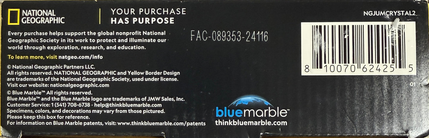 National Geographic Jumbo Crystal Growing Kit - Glow in The Dark Crystal - Science Kit - Used