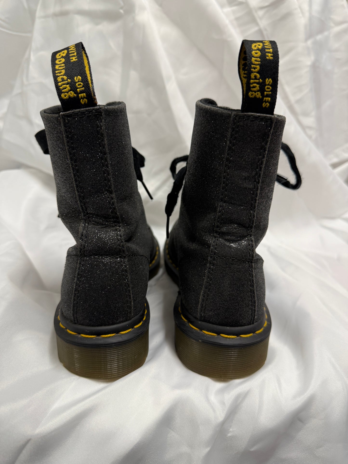 Dr. Martens 1460 Black Pascal Glitter Boots Women's Size 7 - Previously Owned