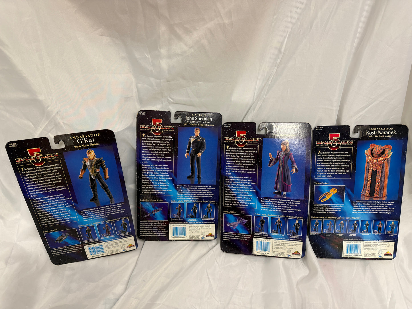 Set Of 4: Babylon 5 - KOSH NARANEK - DELENN - G'KAR - JOHN SHERIDAN - Previously Owned
