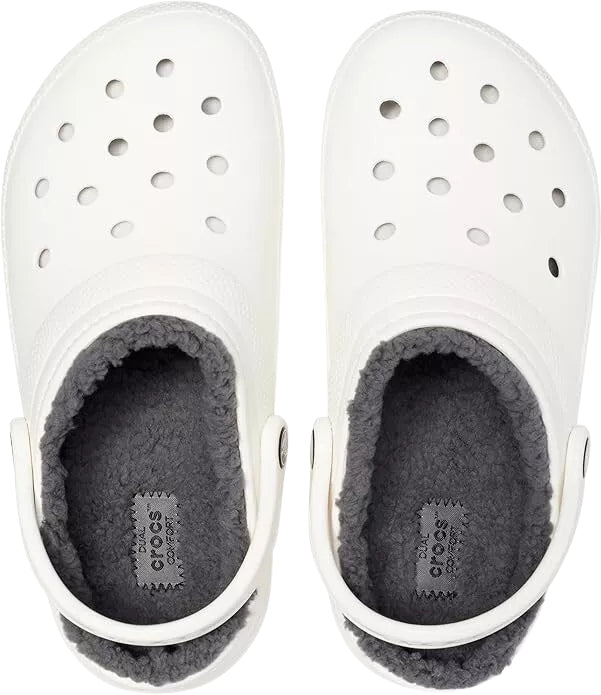 Crocs Classic Lined Clog White/Grey Men's 7, Women's 9 Medium