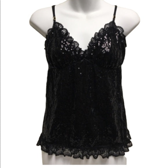 Victoria's Secret The Lacie Sequin Ruffled Camisole Set Black Size Lar –  Second Chance Thrift Store - Bridge