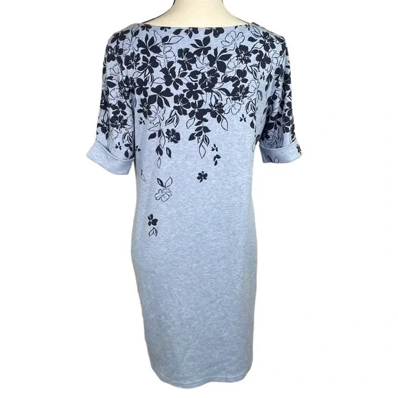 Karen Scott Sport Blue Floral Knit Dress