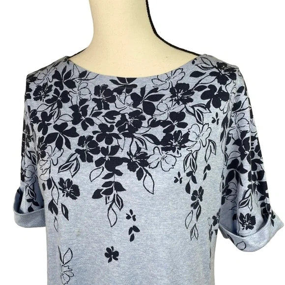 Karen Scott Sport Blue Floral Knit Dress