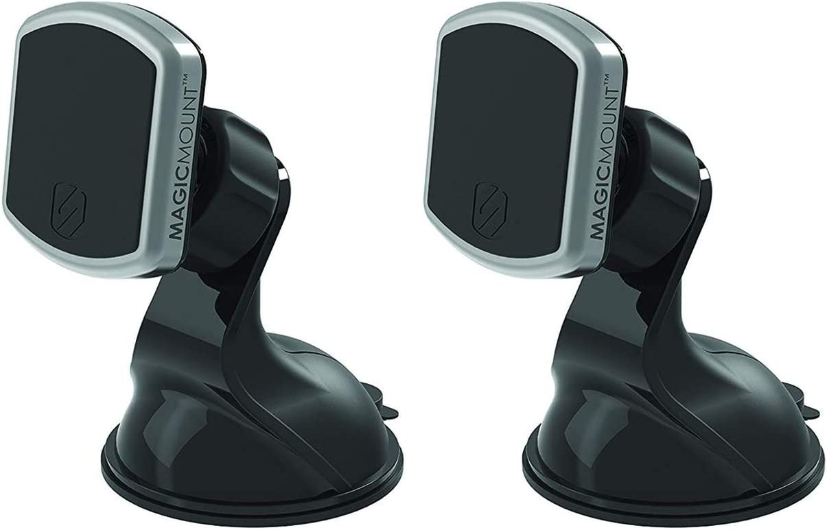 Scosche MPWD2PK-UB Pro MagicMount Magnetic Car Phone Holder Windshield or Dashboard Mount with Suction Cup Black (Pack of 2)
