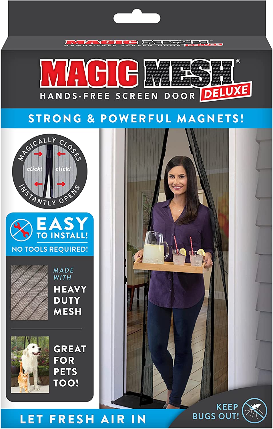 Magic Mesh Hands Free Magnetic Screen Door, Curtain Keeps Bugs Out, Hands  Free, Pet & Kid Friendly 