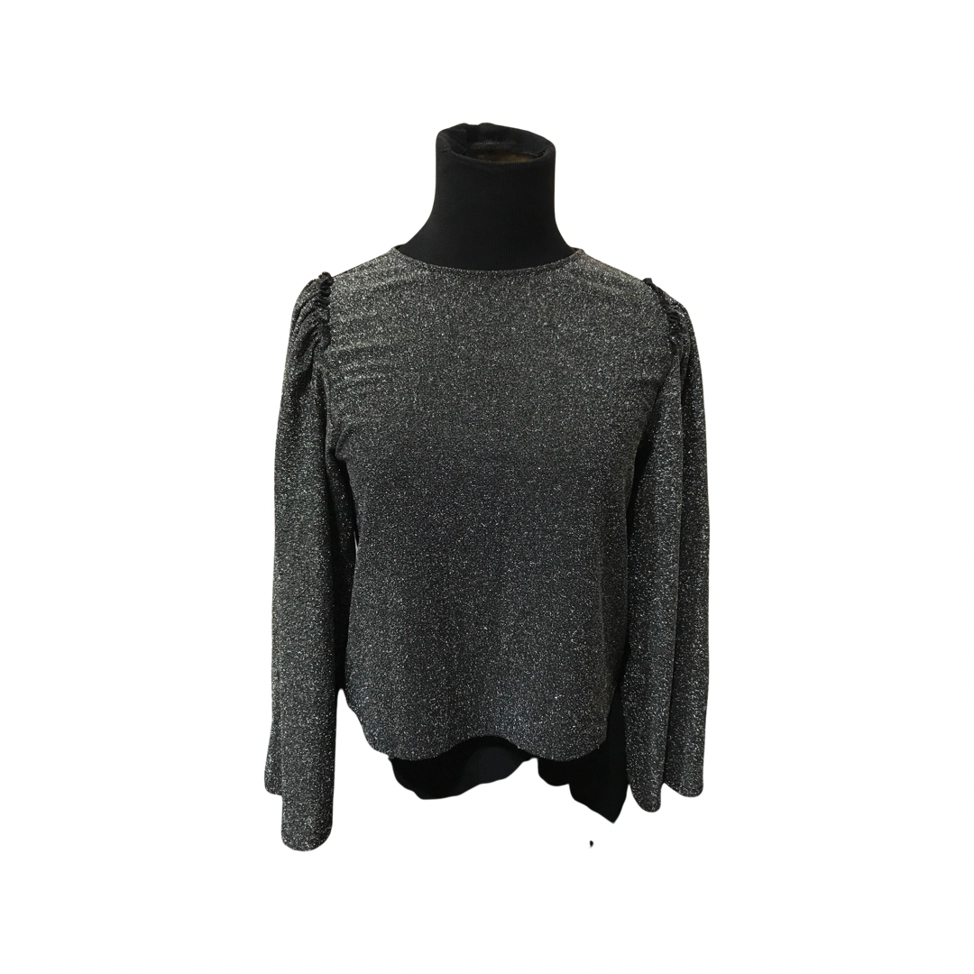 Express Women's Shimmer Glitter Top with Bell Sleeves.