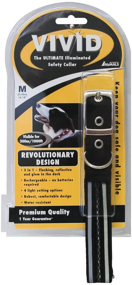 The Company of Animals Medium Vivid Dog Collar, Black