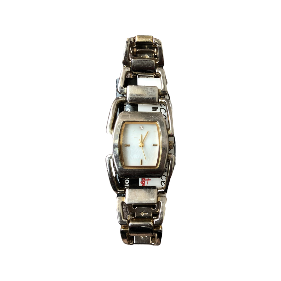 Silver and gold watch