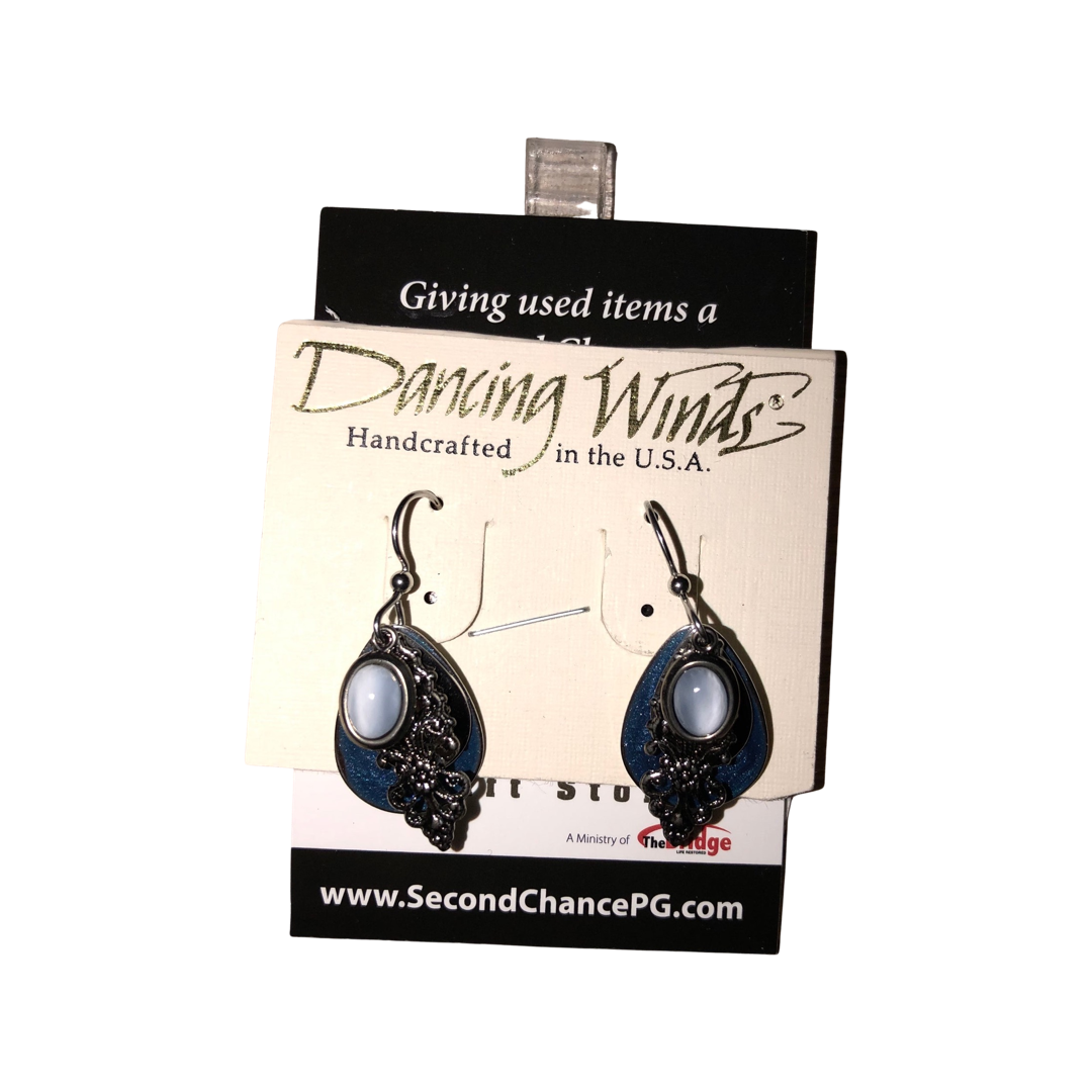 Earrings silver and blue