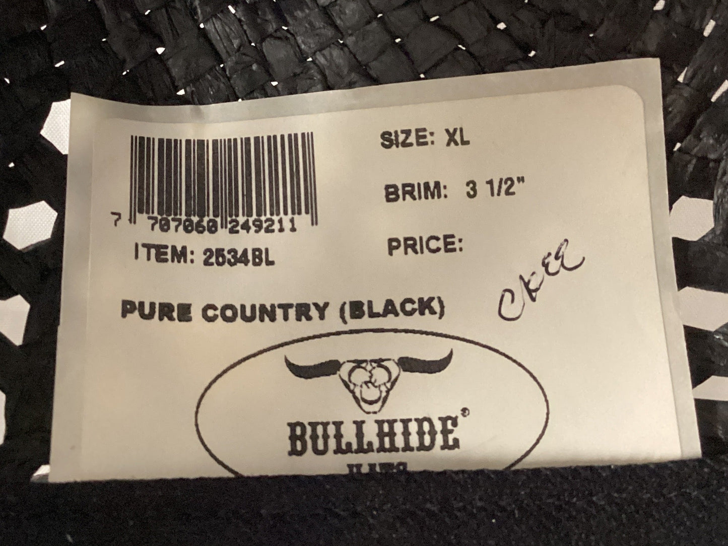 Bullhide Run A Muck Women's Straw Cowgirl Hat Black Size XL ( Previously Owned- Good Condition))