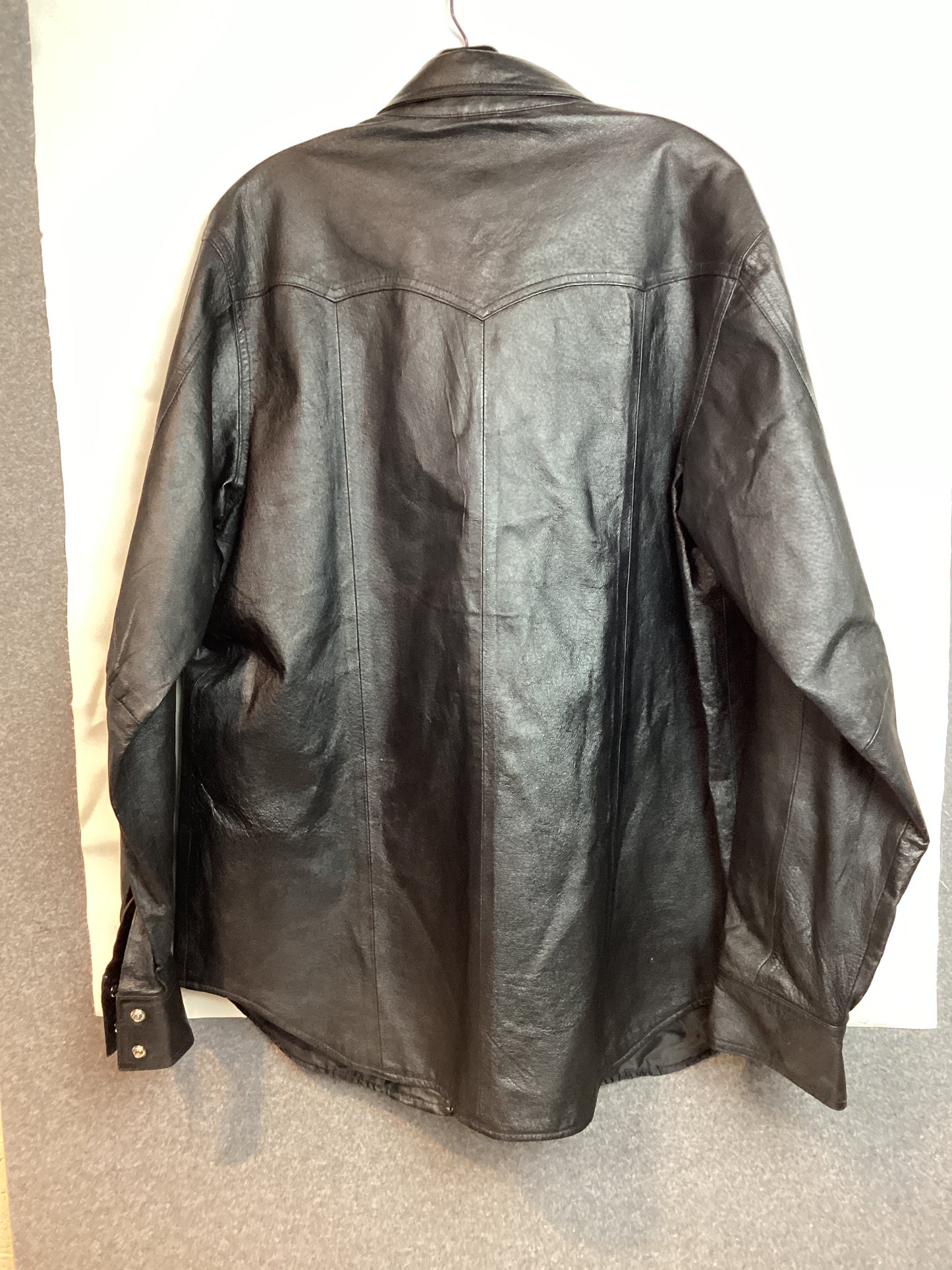 Harley Davidson Vintage Genuine Leather Shirt Jacket Black Mens L (Previously Owned)