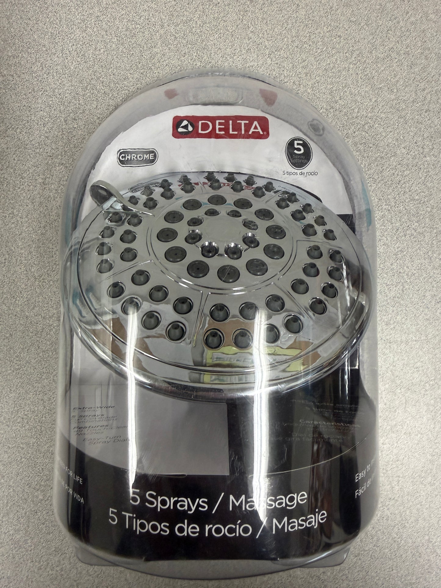 Delta Faucet 5-Spray Settings Shower Head - Chrome