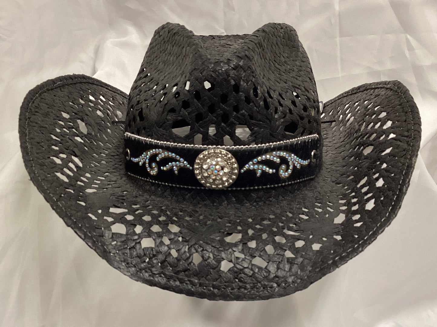 Bullhide Run A Muck Women's Straw Cowgirl Hat Black Size XL ( Previously Owned- Good Condition))