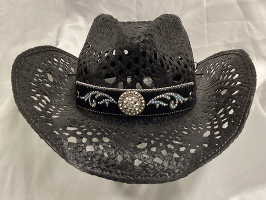 Bullhide Run A Muck Women's Straw Cowgirl Hat Black Size XL ( Previously Owned- Good Condition))