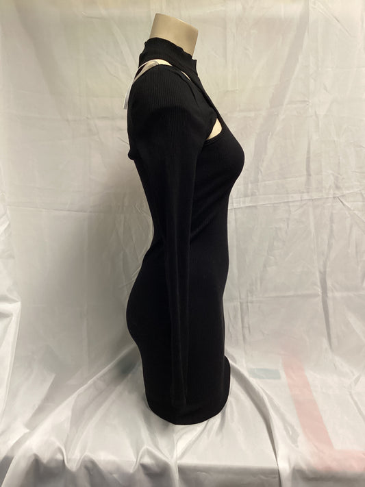 Lulus Bodycon Mock Neck Long Sleeve Black Dress Size M (Previously Owned- Like New Condition)