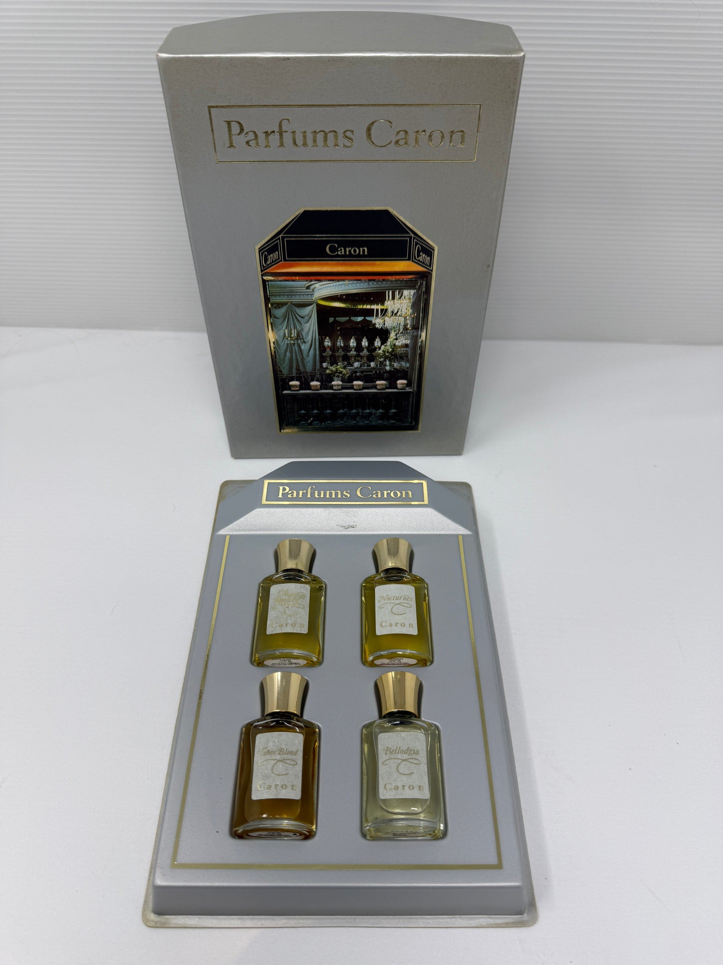 Vintage Parfums Caron 4-Piece 1/4 oz Parfum Collection – Tabac Blond, Bellodgia, Nocturnes & Fleurs de Rocaille