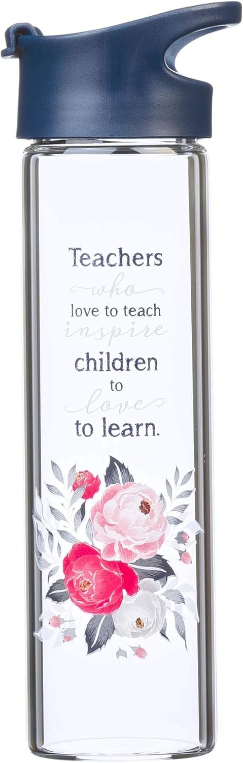 Christian Art Gifts with Love Glass Water Bottle Teachers Who Love to Teach Floral