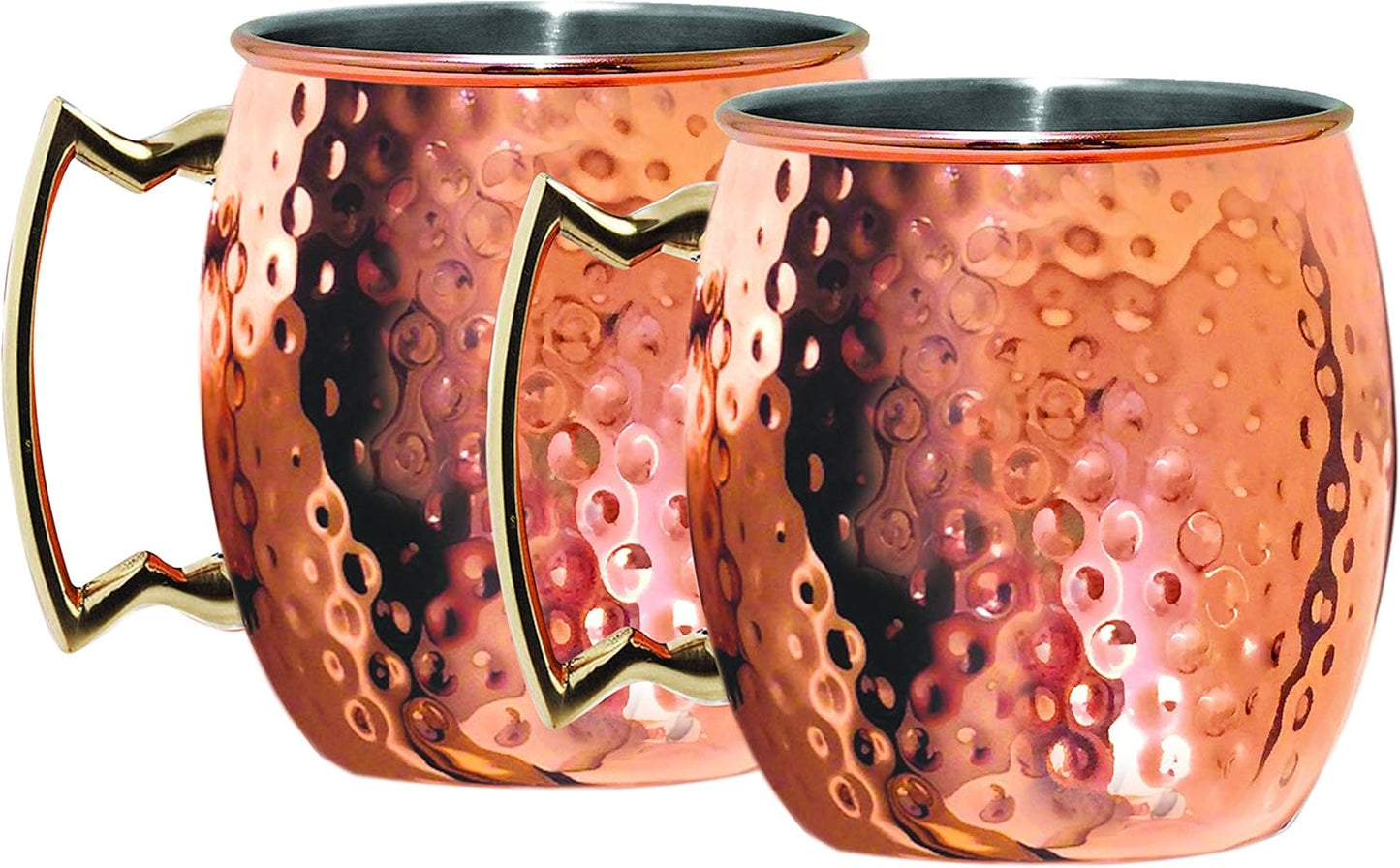 Silve One Moscow Mule Mug (2 Pack), 20 oz, Hammered Copper