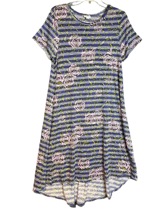 LuLaRoe Carly - Rose and Stripes Dress - Size Small