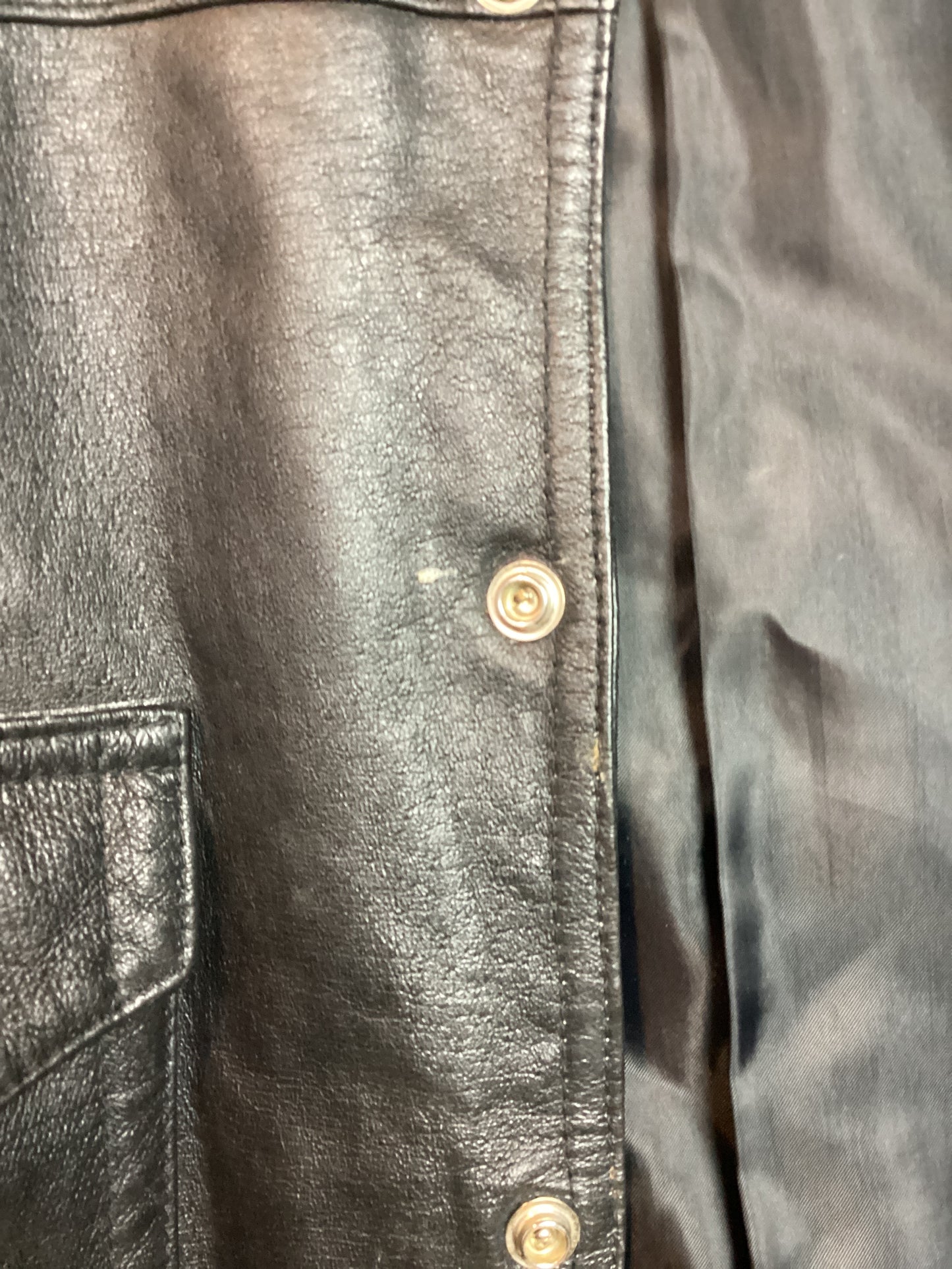 Harley Davidson Vintage Genuine Leather Shirt Jacket Black Mens L (Previously Owned)
