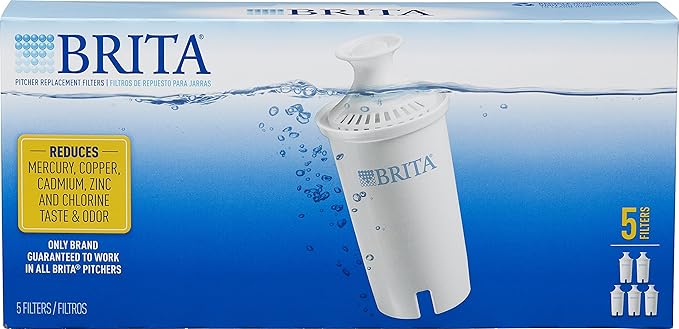 Brita Standard Water Filter, Standard Replacement Filters for Pitchers and Dispensers, BPA Free - 5 Count