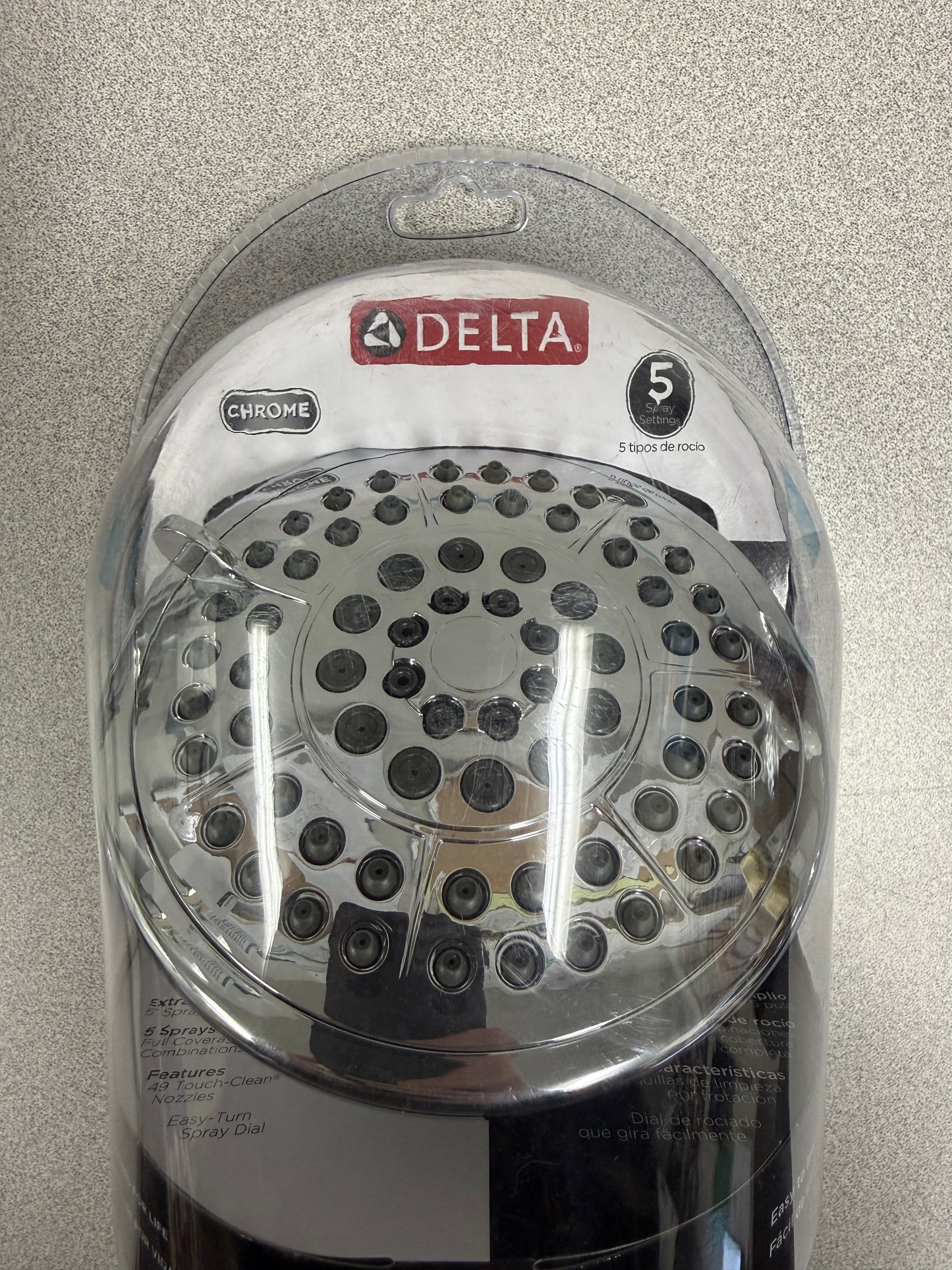 Delta Faucet 5-Spray Settings Shower Head - Chrome