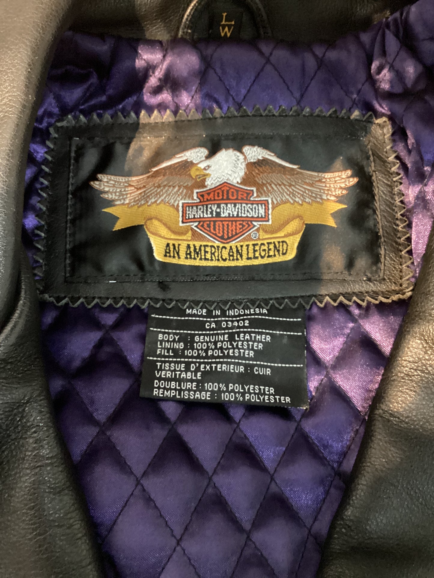 Harley Davidson Women's WL Leather Motorcylce Jacket Braided Belt 98528-06VW (Previously Owned)