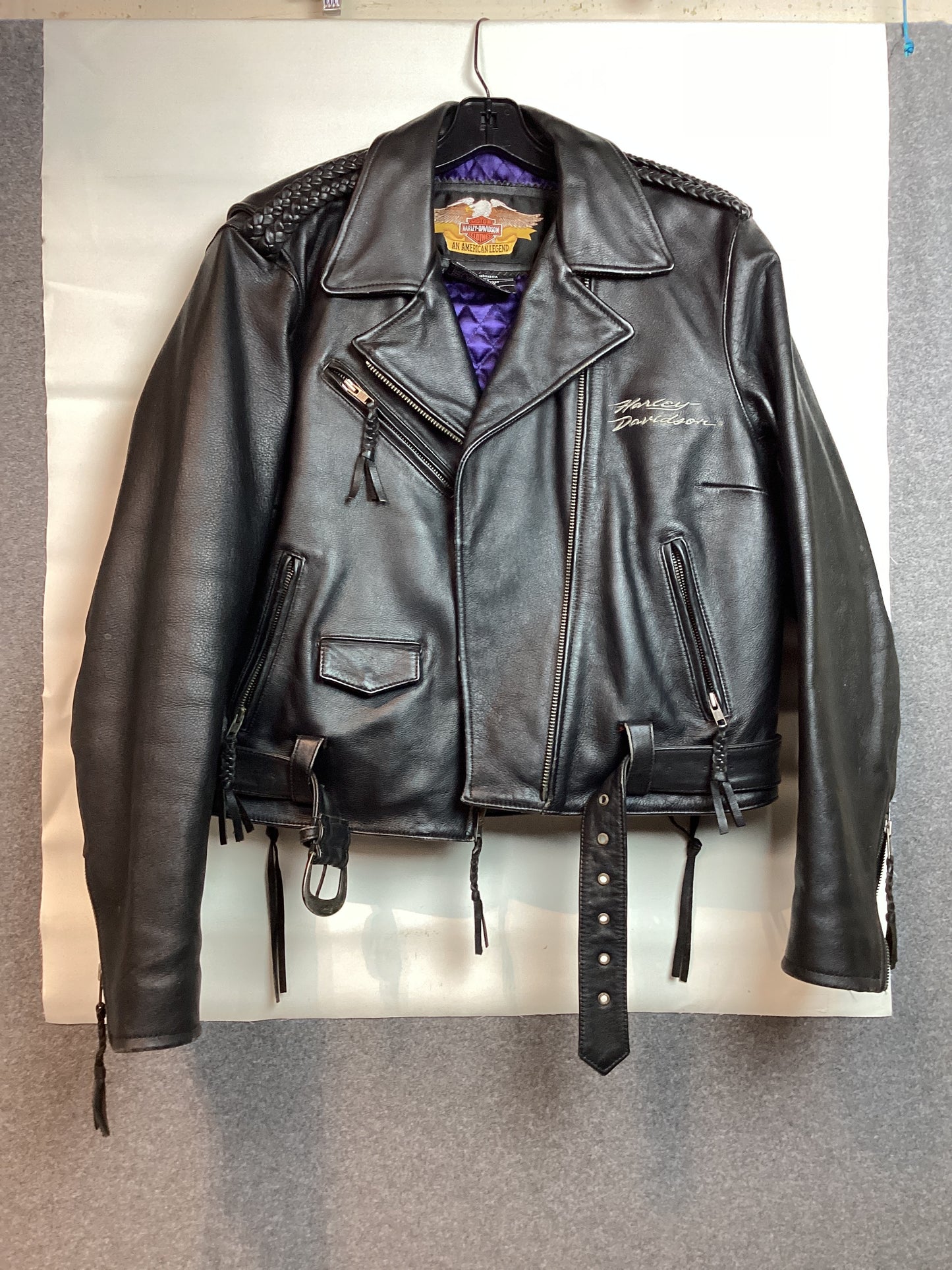 Harley Davidson Women's WL Leather Motorcylce Jacket Braided Belt 98528-06VW (Previously Owned)