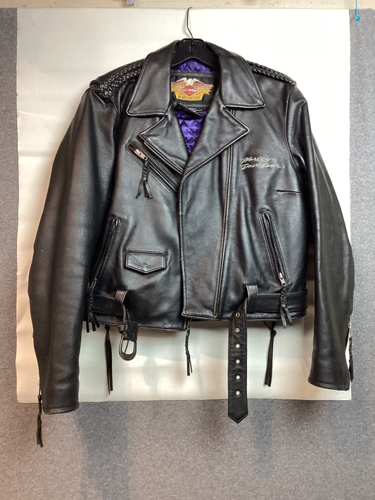 Harley Davidson Women's WL Leather Motorcylce Jacket Braided Belt 98528-06VW (Previously Owned)