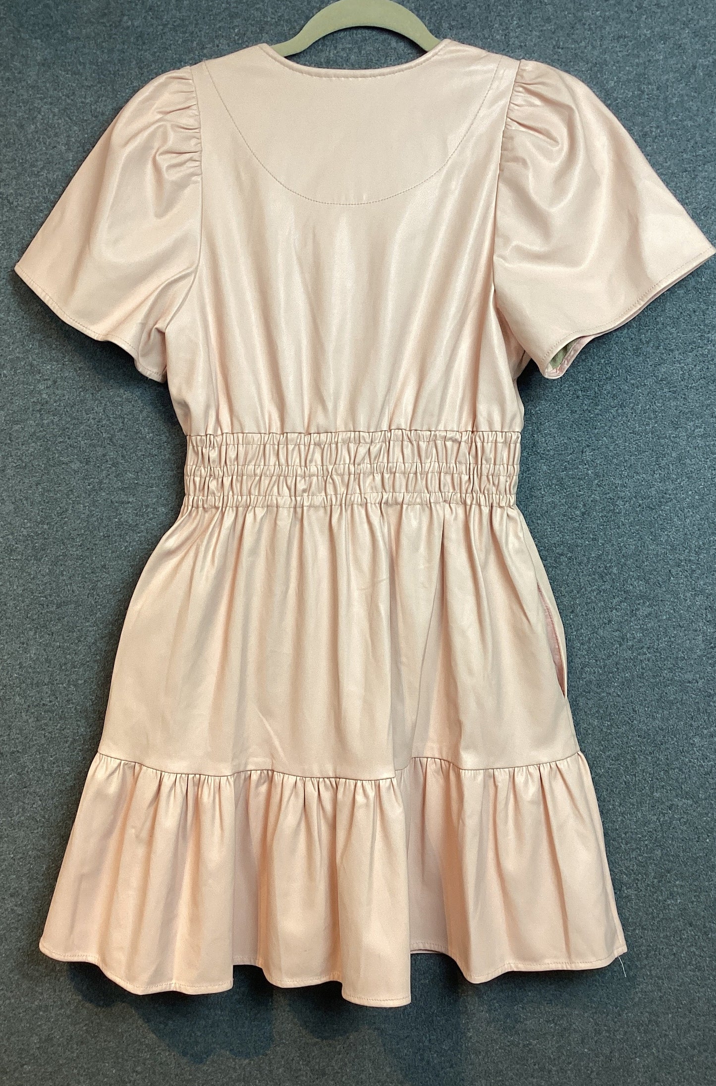 Anthropologie Vegan Faux Leather Dress Light Pink Size XS (Previously Owned- Like New Condition)