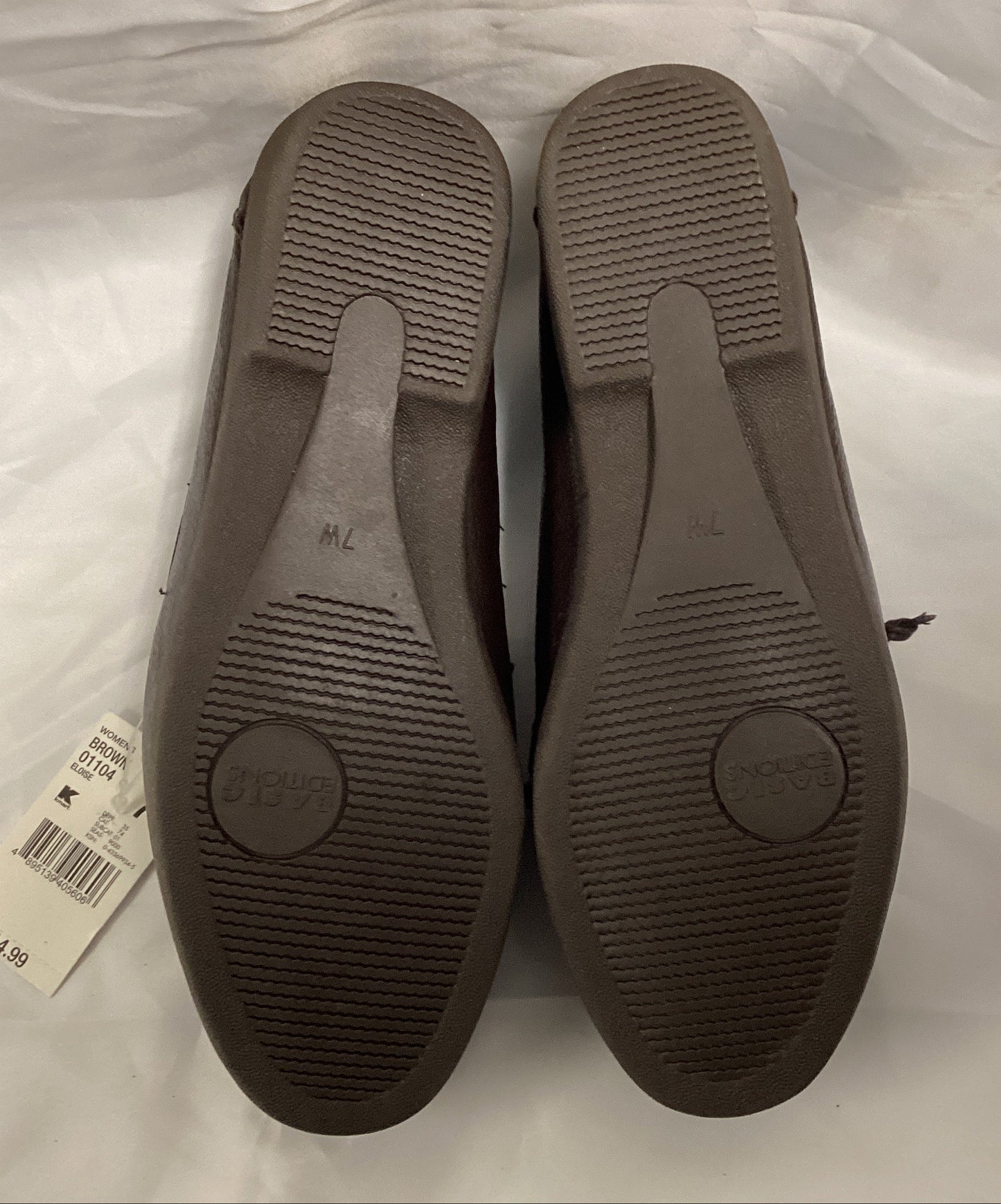 Basic Editions Women's Eloise Leather Wide Width Moccasin Brown Size 7 (Previously Owned- Like New Condition)