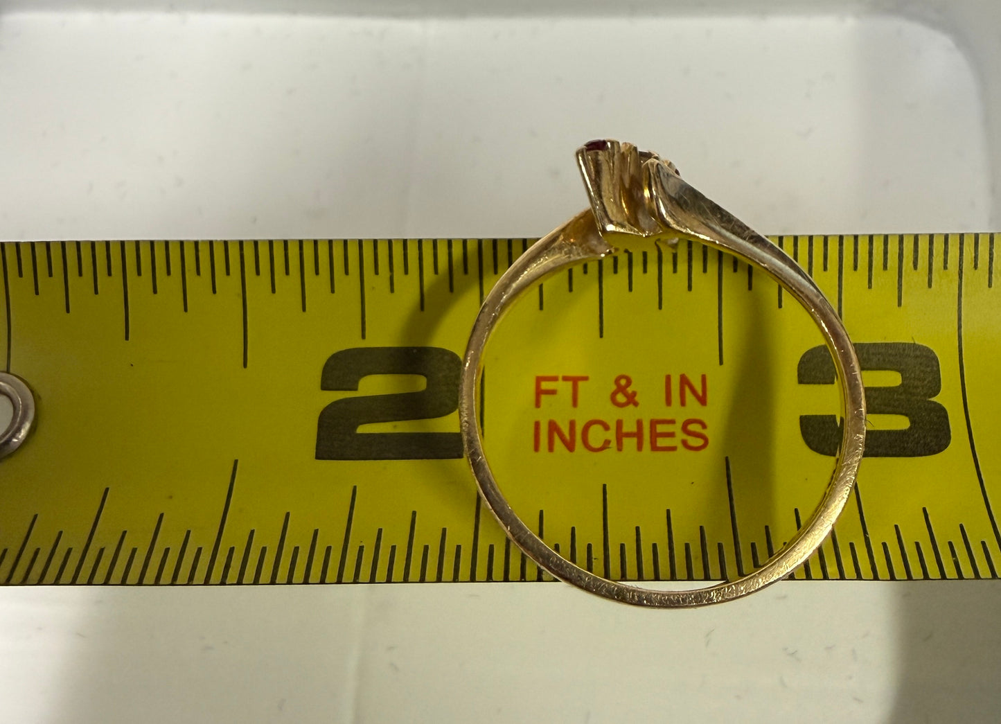 Ruby and Diamond Three Stone Ring in 14K Gold - Used