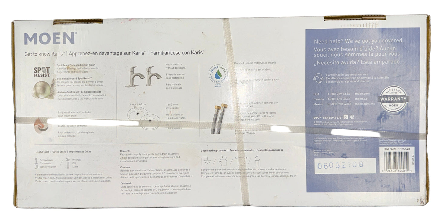 Moen Karis Single Hole Single Handle Bathroom Faucet in Spot Resist Brushed Nickel (Used - Unopened)