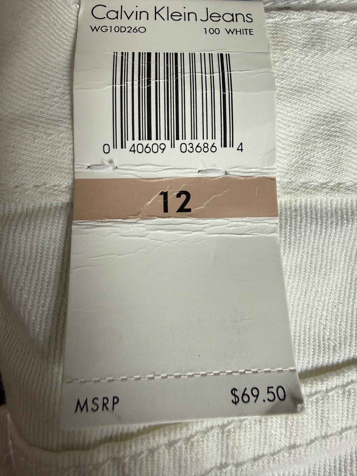 Calvin Klein High Rise Skinny Fit White Size 12 W 31 - Used
