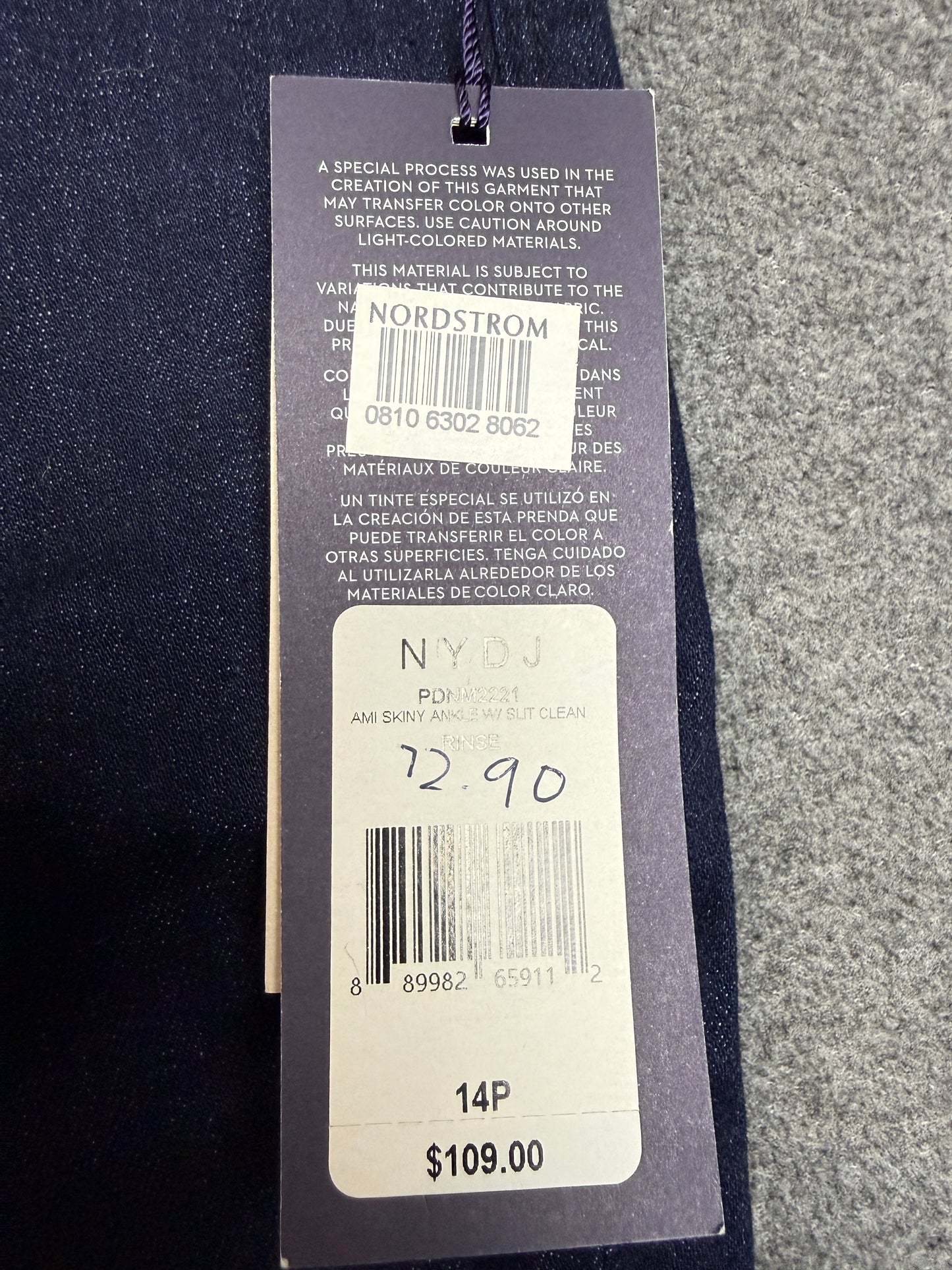 NYDJ Women's Ami Skinny Ankle Blue Jeans - Size 14 Petite - Used